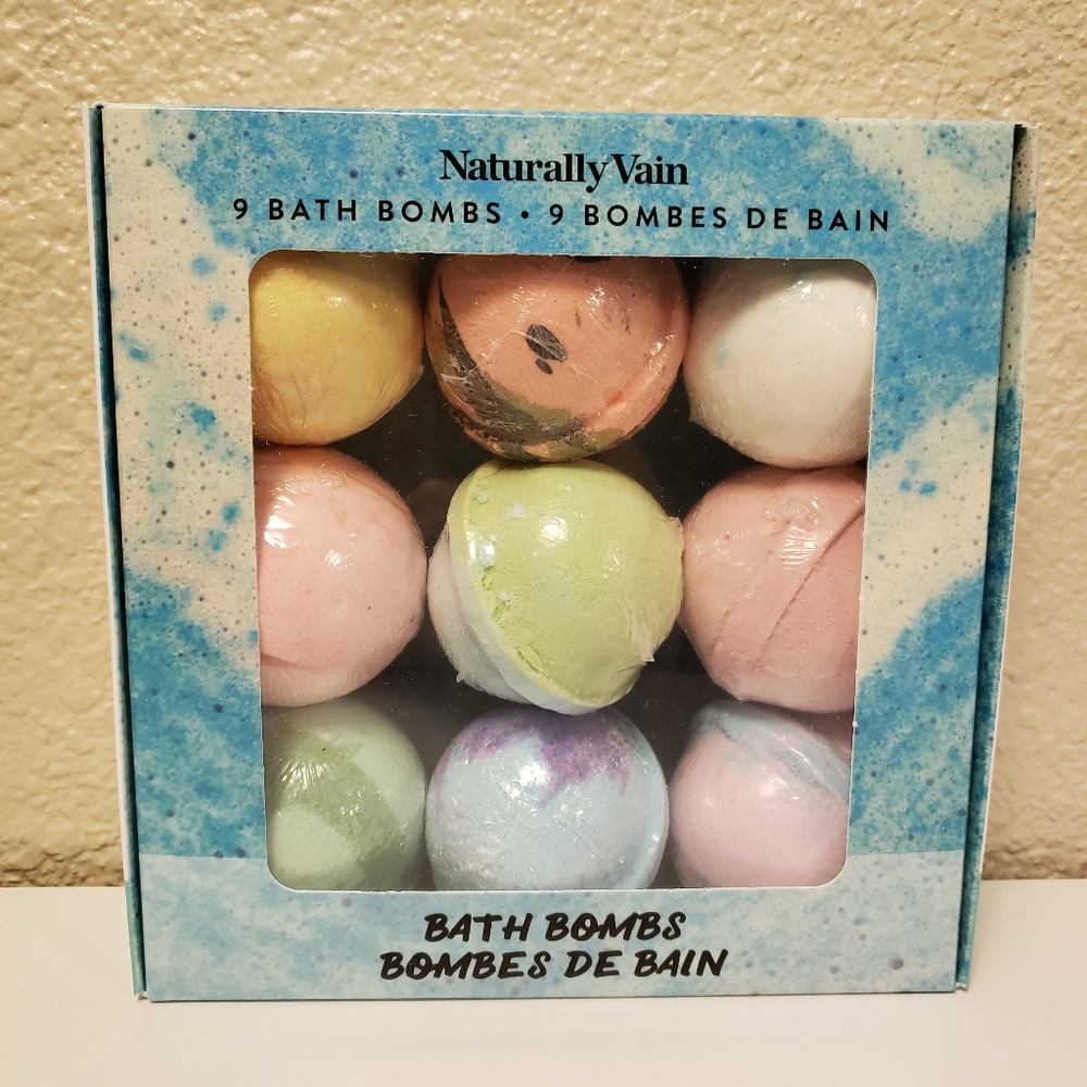 NWT Pack of Naturally Vain 9 Bath Bombs, 4½oz each